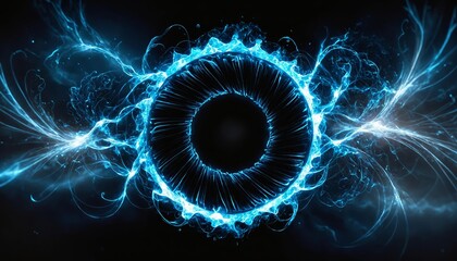 Wall Mural - Powerful shockwave of energy with a burst and explosion of glowing particles. Dynamic waves and futuristic flow create a cosmic effect, capturing the essence of science, motion and neon energy.