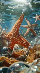 Poster - Starfish underwater still life