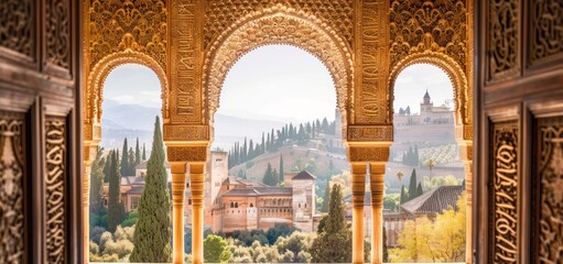 Wall Mural - Ancient Persian style building design, door pillars with beautiful classical decoration