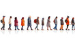 © 3DFX - Illustrated People Standing in Line on White Background