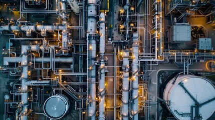 Aerial View of Sprawling Industrial Complexes with Intricate Machinery and Structures