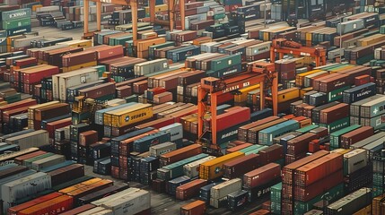 Leinwandbilder - Expansive Shipping Yard A Bustling Hub for Global Trade and Logistics
