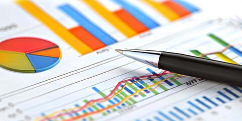 Aufkleber - Close-up of a financial strategy document with charts and graphs, symbolizing investment planning and financial management