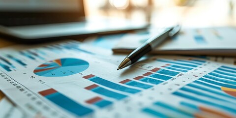 Aufkleber - Close-up of a financial strategy document with charts and graphs, symbolizing investment planning and financial management