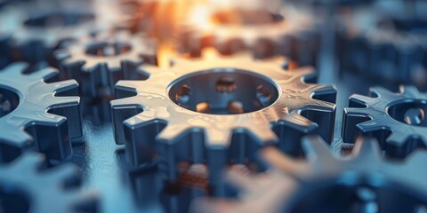 Aufkleber - Abstract gears interlocking, symbolizing strategic alignment and operational efficiency