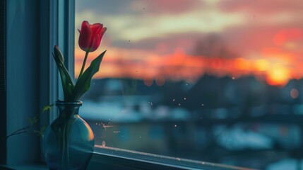 Poster - Tulip at Sunset Window