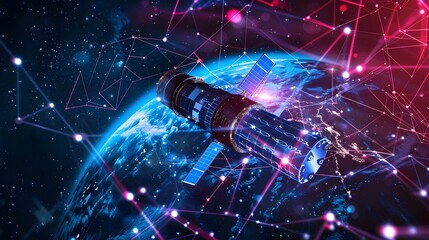 Fototapete - Satellite Connectivity Digital Communication in the Cosmos