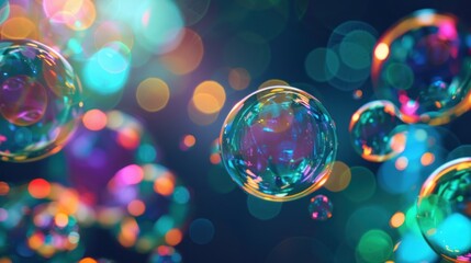 Wall Mural - Colorful Bubbles in Bokeh Lights