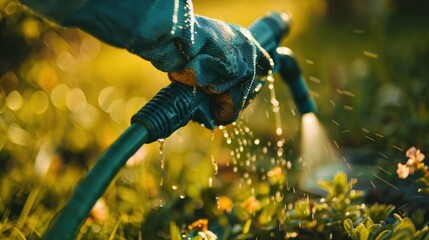 Wall Mural - Watering Plants in the Garden