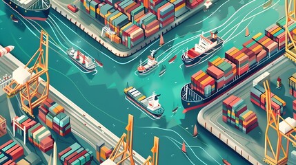 Leinwandbilder - of Global Trade and Logistics through International Ports and Shipping