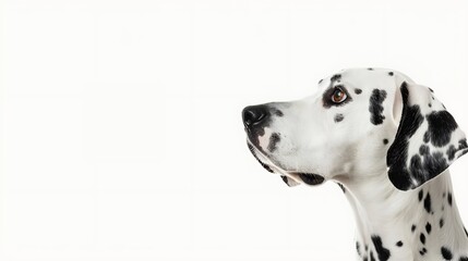 Side view of a Dalmatian dog looking proudly away isolated on white : Generative AI