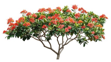 Aufkleber - Tropical plant  flower bush shrub tree isolated on white background with clipping path : Generative AI