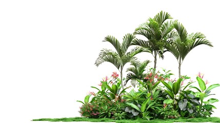 Aufkleber - Tropical plant flower bush shrub tree isolated on white background with clipping path : Generative AI