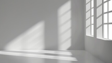 Leinwandbilder - Abstract white 3d studio background for product presentation Empty gray room with shadows of window Display product with blurred backdrop Banner : Generative AI