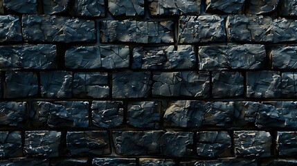 Poster - Dark brick wall pattern with chaotic masonry order Background texture or resource for 3d texturing Many bricks in big modern stone wall in full frame : Generative AI