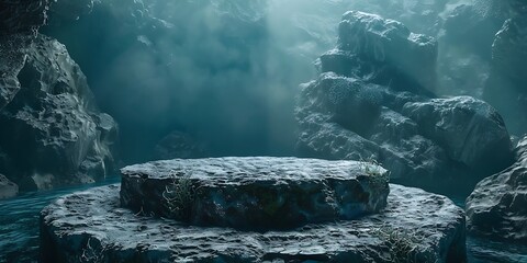 Wall Mural - Beautiful stone podium, sea concept