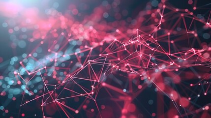 Beautiful abstract data technology background with low poly plexus design