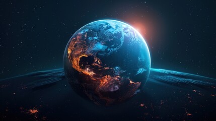 Wall Mural - amazing a cityscape with a sphere in the foreground and a city in the background