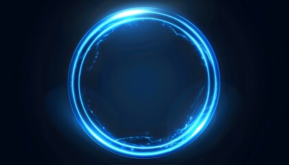 blue circle neon ring on dark background