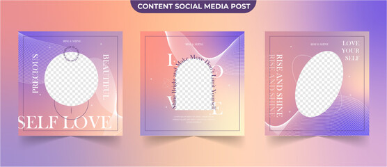Wall Mural - set of gradient social media post for creative content and ads marketing editable template