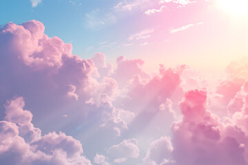 Poster - Soft pastel skies with fluffy clouds smooth gradient