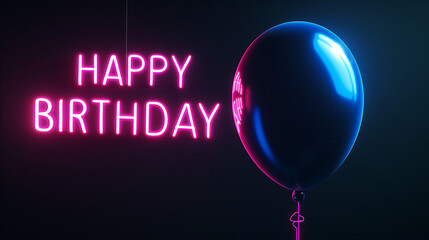 Canvas Print - Birthday backdrop. Neon sign 