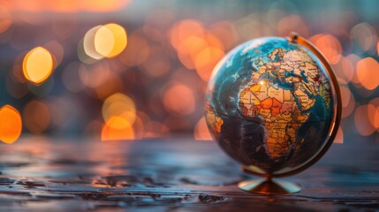 Wall Mural - global economic growth and development conceptual image with earth globe and financial data charts..