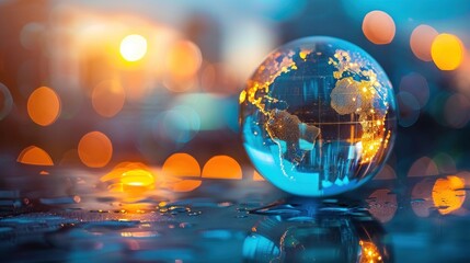 Wall Mural - global economic growth and development conceptual image with earth globe and financial data charts..