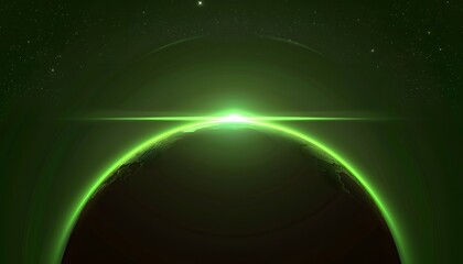 Space scene. Green nebula with  planet