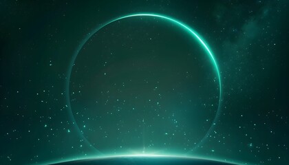 Space scene. Green nebula with  planet