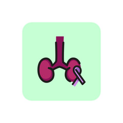 Sticker - Kidney cancer awareness line icon. Disease, world support, oncology. Cancer concept. Vector illustration can be used for topics like anatomy, dialysis, medicine