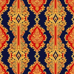 Wall Mural - Textile repeat pattern of Thai fabric patterns, seamless