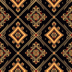 Wall Mural - Textile repeat pattern of Thai fabric patterns, seamless