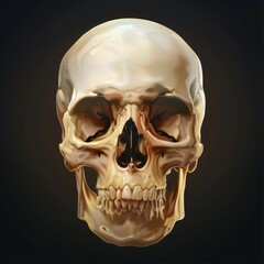 Wall Mural - front facing human skull in a photo realistic style with the light source coming from the bottom up