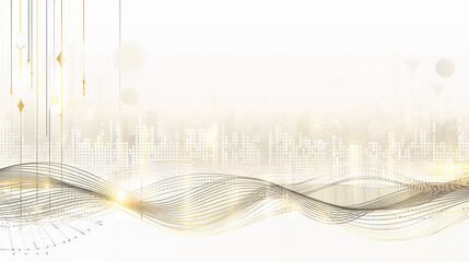 Wall Mural - abstract digital wave and cityscape..