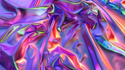 Poster - Processed collage of Iridescent fabric trendy cloth holographic texture Background for banner backdrop or texture for 3D mapping : Generative AI