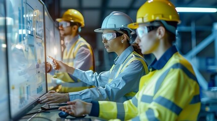 Poster - Male and female engineers collaborate with other stakeholders including suppliers and customers to ensure the success of the industrial business and its products : Generative AI