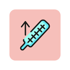 Poster - High temperature line icon. Thermometer, fever, allergy symptom. Healthcare concept. Vector illustration can be used for topics like health, illness, medicine