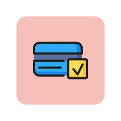 Poster - Credit card verification line icon. Accept, approved payment, transaction. Credit card concept. Vector illustration can be used for topics like banking, finance, money