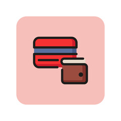 Canvas Print - Debit card line icon. Earning, online payment, cash withdrawal. Credit card concept. Vector illustration can be used for topics like banking, finance, money