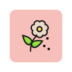 Canvas Print - Flower pollen line icon. Pollen allergy, plant reproduction, gardening. Allergy concept. Vector illustration can be used for topics like health, agriculture, plants