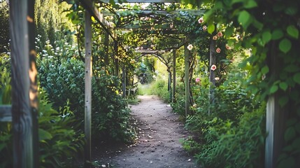 Wall Mural - natural garden arbor in an allotment garden : generative ai