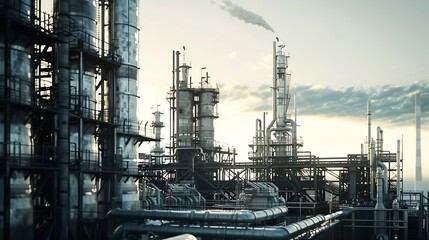 Poster - Large heavy industrial factory building exterior : Generative AI