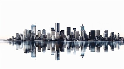 Cityscape of Seattle Washington USA isolated on white background : Generative AI