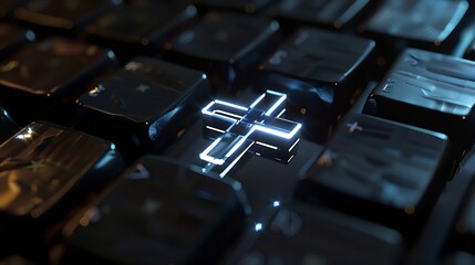 Keyboard of a computer with a cross on it Conceptual photography : Generative AI