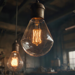 a two light bulbs that are hanging from the ceiling