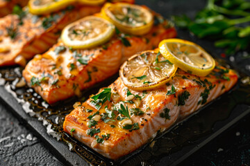 Juicy salmon fillets cooked in an air fryer