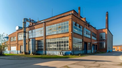 Poster - Large industrial factory facade building : Generative AI