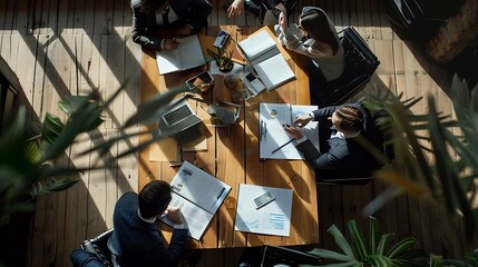 Leinwandbilder - Meeting of business executives discussing analysis of the companys financial situation and business planning with partner collaboration and consultation of strategy : Generative AI