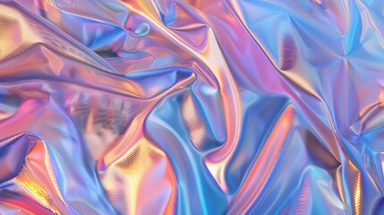 Poster - Processed collage of Iridescent fabric trendy cloth holographic texture Background for banner backdrop or texture for 3D mapping : Generative AI